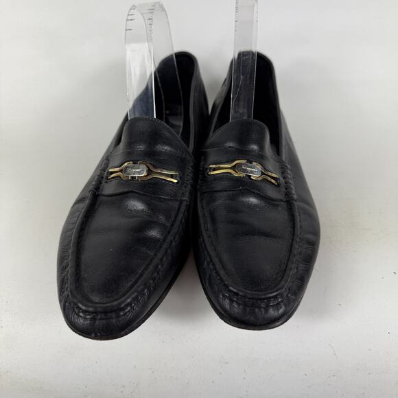 Salvatore Ferragamo Casual Shoes Men\'s 9 Black Leather Slip-On Low Top Loafers main image 8